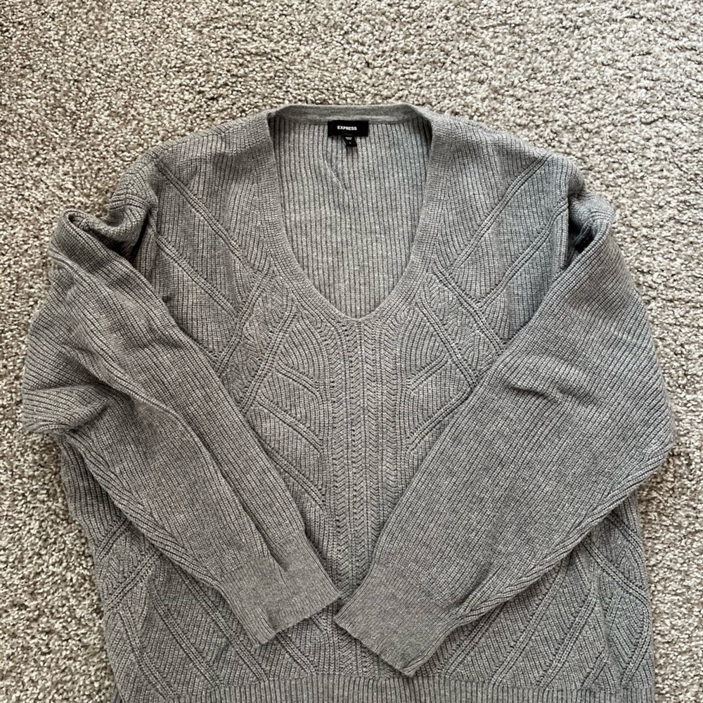 Express Heather Gray Knit Sweater